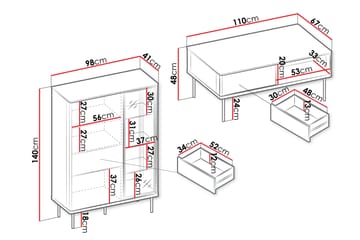 Levisa Møbelsett Til Stue - Cashmere - Oppbevaring - Oppbevaringsmøbler - Møbelsett til stue