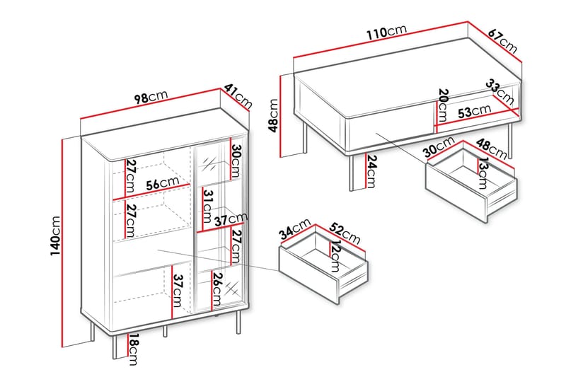 Levisa Møbelsett Til Stue - Cashmere - Oppbevaring - Oppbevaringsmøbler - Møbelsett til stue