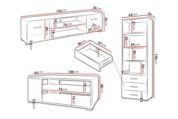 Lindesberg Møbelsett for Stue - Hvit - Oppbevaring - Oppbevaringsmøbler - Møbelsett til stue