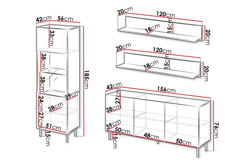 Lionel Møbelsett for Stue - Kashmir - Oppbevaring - Oppbevaringsmøbler - Møbelsett til stue