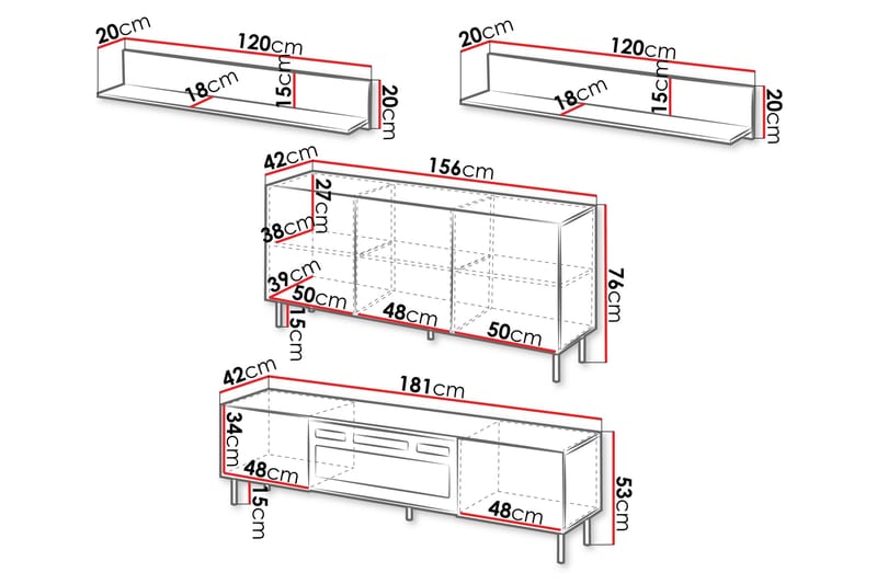 Lionel Møbelsett for Stue - Kashmir - Oppbevaring - Oppbevaringsmøbler - Møbelsett til stue