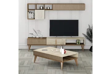 Lissione Møbelsett for Stue - Valnøtt/Beige - Oppbevaring - Oppbevaringsmøbler - Møbelsett til stue