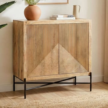 Livano skjenk 91 cm 3D-mønster industriell stil - varm lysebrun og svart - Oppbevaring - Oppbevaringsmøbler - Sideboard & skjenk