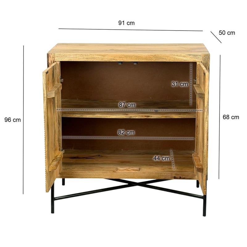 Livano skjenk 91 cm 3D-mønster industriell stil - varm lysebrun og svart - Oppbevaring - Oppbevaringsmøbler - Sideboard & skjenk