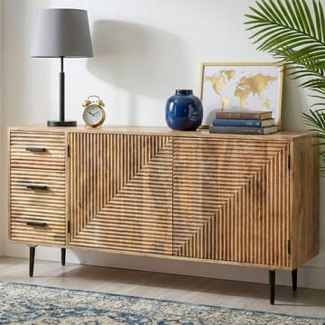 Livara skjenk 160 cm industriell stil - lys naturbrun og svart - Oppbevaring - Oppbevaringsmøbler - Sideboard & skjenk