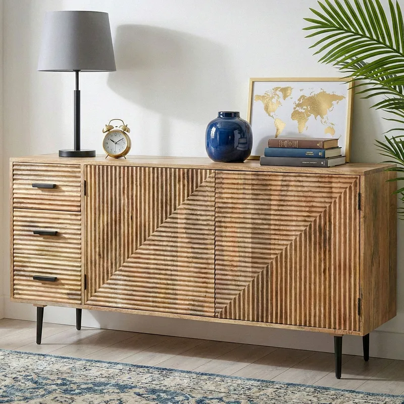 Livara skjenk 160 cm industriell stil - lys naturbrun og svart - Oppbevaring - Oppbevaringsmøbler - Sideboard & skjenk