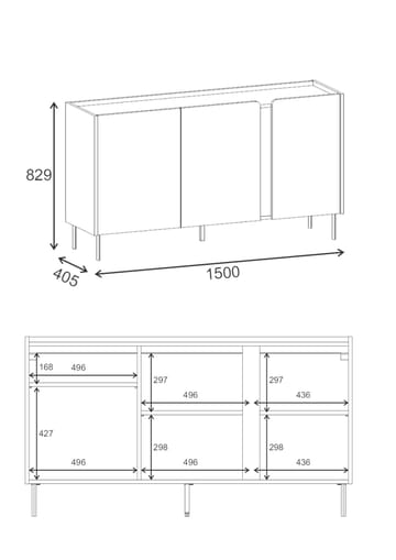 Lomar Konsoll 150x82,9x40,5 cm - Sandstein Naturlig eik - Oppbevaring - Oppbevaringsmøbler - Sideboard & skjenk