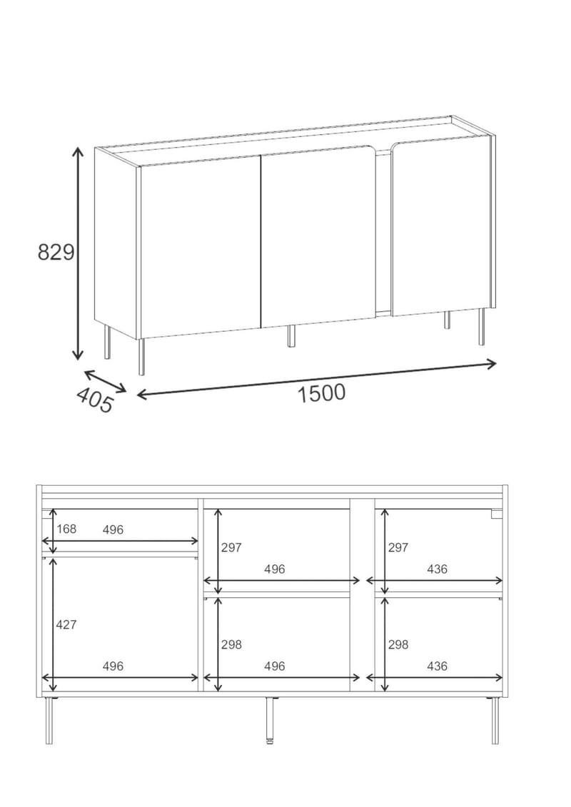 Lomar Konsoll 150x82,9x40,5 cm - Sandstein Naturlig eik - Oppbevaring - Oppbevaringsmøbler - Sideboard & skjenk
