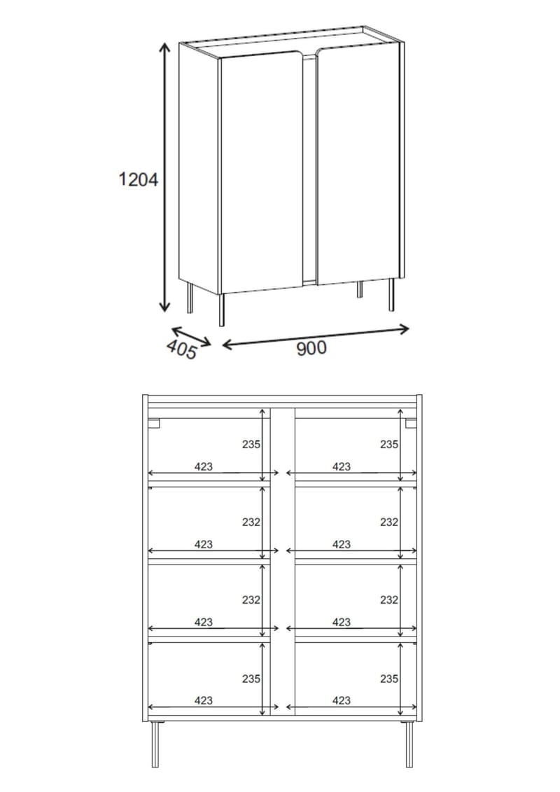Lomar Skjenk 90x120,4x40,5 cm - Antrasitt/Naturlig eik/Svart - Oppbevaring - Oppbevaringsmøbler - Sideboard & skjenk
