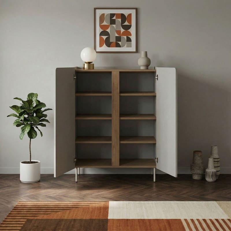 Lomar Skjenk 90x120,4x40,5 cm - Santstone, naturlig eik - Oppbevaring - Oppbevaringsmøbler - Sideboard & skjenk