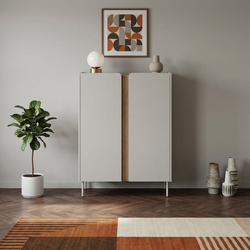 Lomar Skjenk 90x120,4x40,5 cm - Santstone, naturlig eik - Oppbevaring - Oppbevaringsmøbler - Sideboard & skjenk