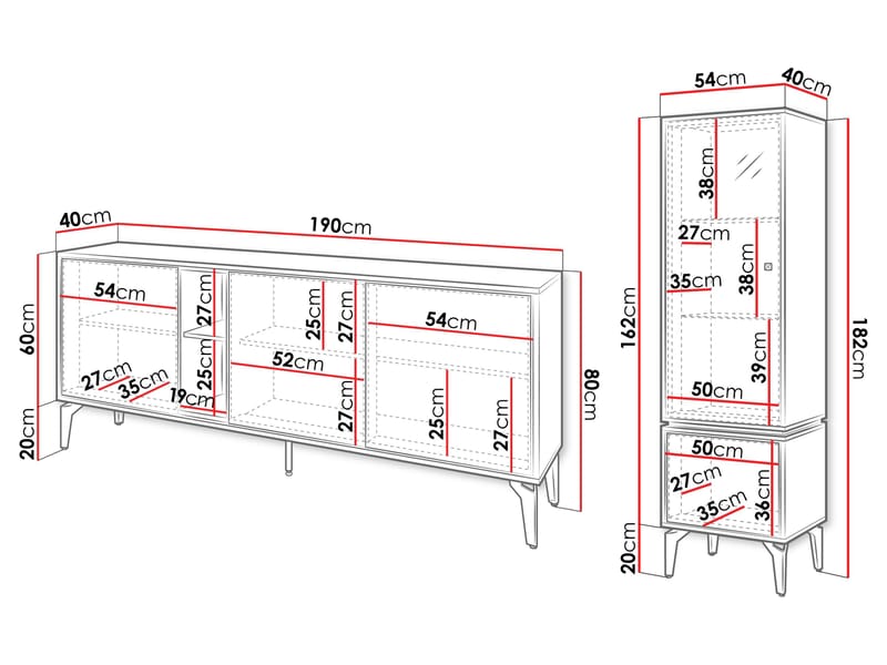 Lorvenn Møbelsett for stue - Brun/Svart - Oppbevaring - Oppbevaringsmøbler - Møbelsett til stue