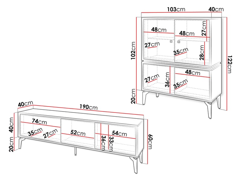 Lorvenn Møbelsett for stue - Brun/Svart - Oppbevaring - Oppbevaringsmøbler - Møbelsett til stue