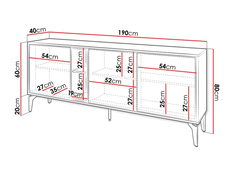 Lorvenn Skjenk 190x40 cm - Brun/Svart - Oppbevaring - Oppbevaringsmøbler - Sideboard & skjenk