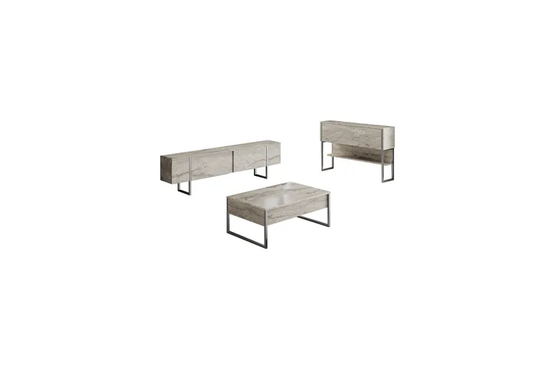 Luxe Møbelssett for Stue, Beige/Sølv