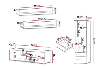Lyrosen Møbelsett for Stue - Beige - Oppbevaring - Oppbevaringsmøbler - Møbelsett til stue