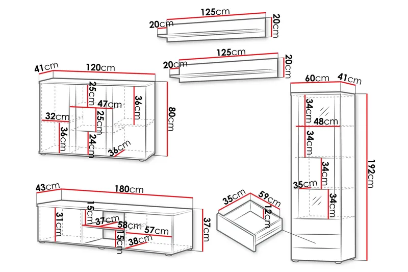 Lyrosen Møbelsett for Stue - Beige - Oppbevaring - Oppbevaringsmøbler - Møbelsett til stue