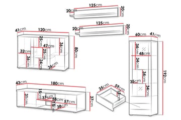Lyrosen Møbelsett for Stue - Beige - Oppbevaring - Oppbevaringsmøbler - Møbelsett til stue