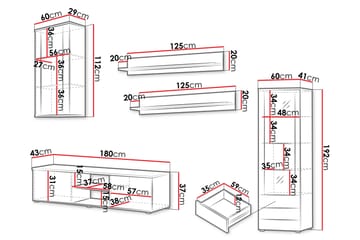 Lyrosen Møbelsett for Stue - Beige - Oppbevaring - Oppbevaringsmøbler - Møbelsett til stue