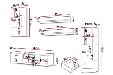 Lyrosen Møbelsett for Stue - Beige - Oppbevaring - Oppbevaringsmøbler - Møbelsett til stue
