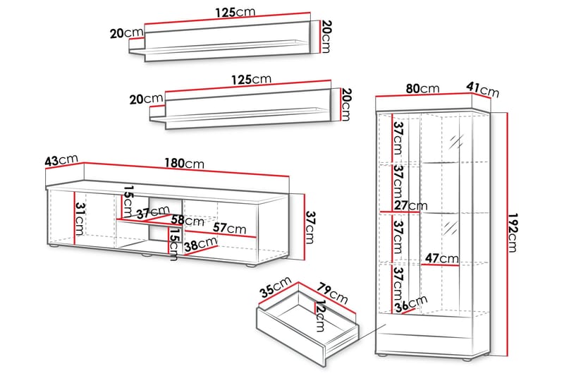 Lyrosen Møbelsett for Stue - Beige - Oppbevaring - Oppbevaringsmøbler - Møbelsett til stue