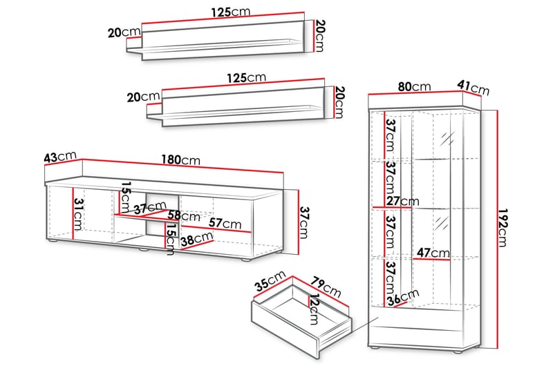 Lyrosen Møbelsett for Stue - Beige - Oppbevaring - Oppbevaringsmøbler - Møbelsett til stue