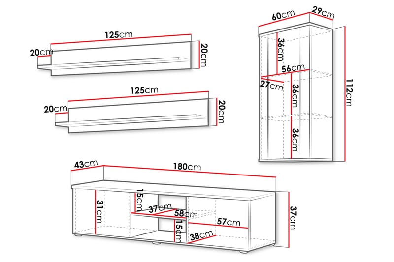 Lyrosen Møbelsett for Stue - Beige - Oppbevaring - Oppbevaringsmøbler - Møbelsett til stue