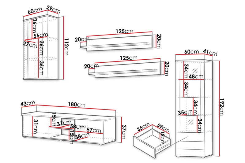 Lyrosen Møbelsett for Stue - Beige - Oppbevaring - Oppbevaringsmøbler - Møbelsett til stue