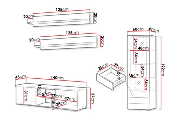 Lyrosen Møbelsett for Stue - Beige - Oppbevaring - Oppbevaringsmøbler - Møbelsett til stue
