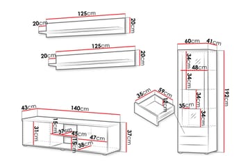 Lyrosen Møbelsett for Stue - Beige - Oppbevaring - Oppbevaringsmøbler - Møbelsett til stue