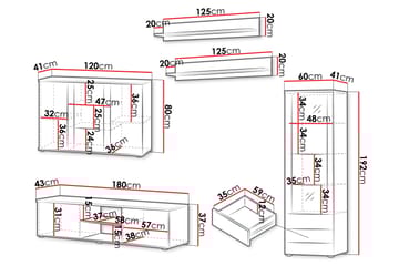 Lyrosen Møbelsett for Stue - Beige - Oppbevaring - Oppbevaringsmøbler - Møbelsett til stue