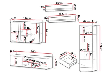 Lyrosen Møbelsett for Stue - Beige - Oppbevaring - Oppbevaringsmøbler - Møbelsett til stue