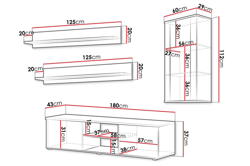 Lyrosen Møbelsett for Stue - Beige - Oppbevaring - Oppbevaringsmøbler - Møbelsett til stue