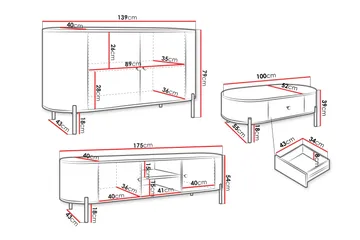 Maggio Møbelsett For Stue - Beige - Oppbevaring - Oppbevaringsmøbler - Møbelsett til stue