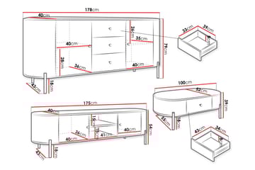 Maggio Møbelsett For Stue - Beige - Oppbevaring - Oppbevaringsmøbler - Møbelsett til stue