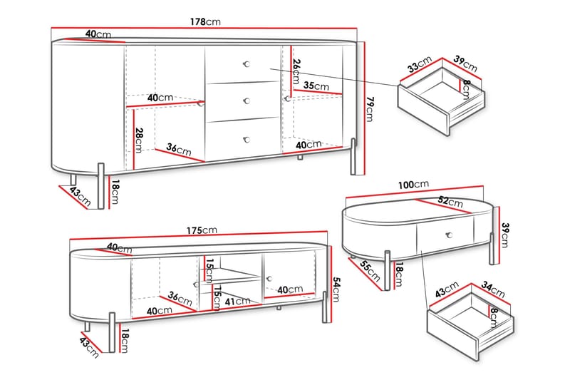 Maggio Møbelsett For Stue - Beige - Oppbevaring - Oppbevaringsmøbler - Møbelsett til stue