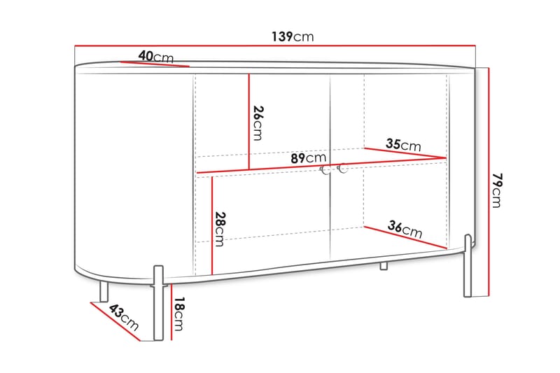 Maggio Skjenk 139x43 cm - Beige - Oppbevaring - Oppbevaringsmøbler - Sideboard & skjenk