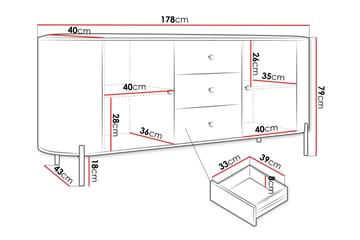 Maggio Skjenk 178x43 cm - Beige - Oppbevaring - Oppbevaringsmøbler - Sideboard & skjenk