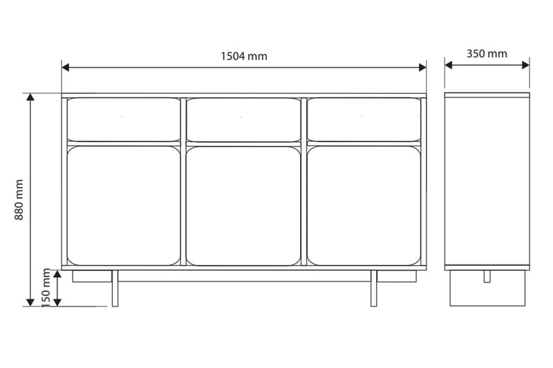 Marinport Kommode 150 cm - Beige - Oppbevaring - Oppbevaringsmøbler - Kommode