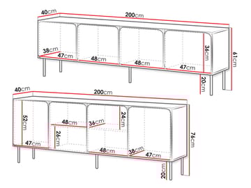 Marros Møbelsett Skjenk 200 cm - Beige - Oppbevaring - Oppbevaringsmøbler - Møbelsett til stue
