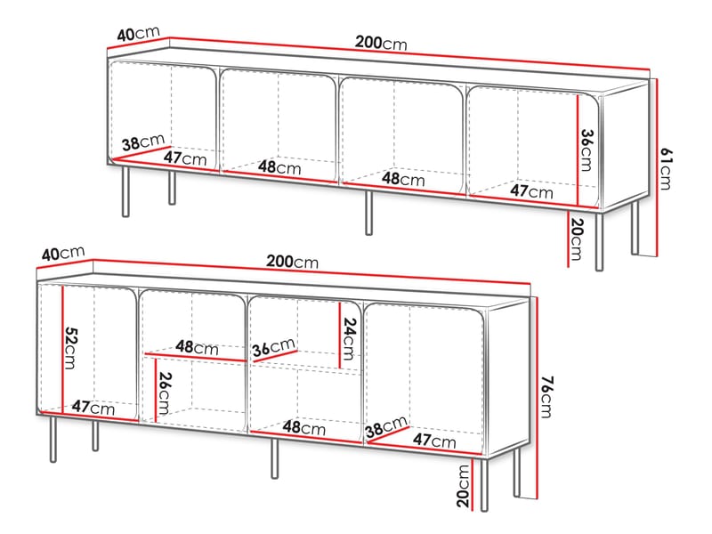 Marros Møbelsett Skjenk 200 cm - Beige - Oppbevaring - Oppbevaringsmøbler - Møbelsett til stue