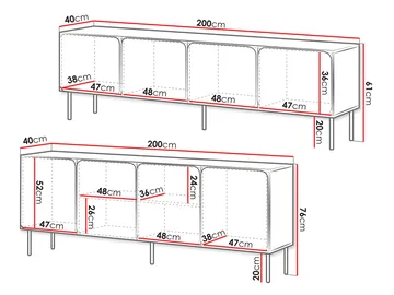 Marros Møbelsett Skjenk 200 cm - Toskansk rød - Oppbevaring - Oppbevaringsmøbler - Møbelsett til stue
