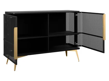 Mireva møbelsett til stue - TV-benk, vitrineskap og skjenk - svart, gull - Oppbevaring - Oppbevaringsmøbler - Møbelsett til stue