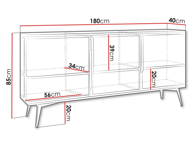 Mireva skjenk 180 cm - svart/gull - Oppbevaring - Oppbevaringsmøbler - Sideboard & skjenk