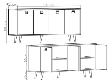 Mivora Konsollbord 180 cm - Sapphire Oak - Oppbevaring - Oppbevaringsmøbler - Sideboard & skjenk