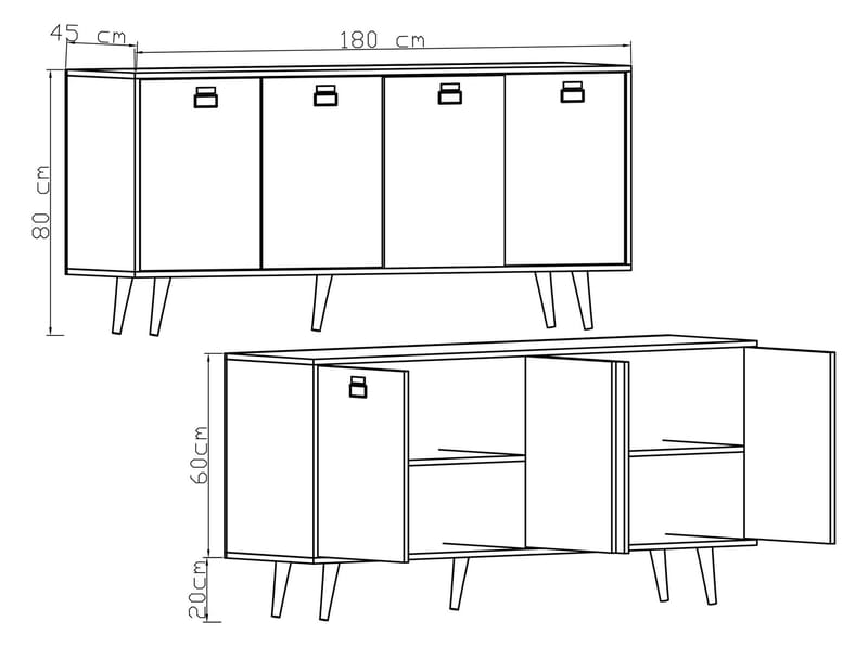 Mivora Konsollbord 180 cm - Sapphire Oak - Oppbevaring - Oppbevaringsmøbler - Sideboard & skjenk