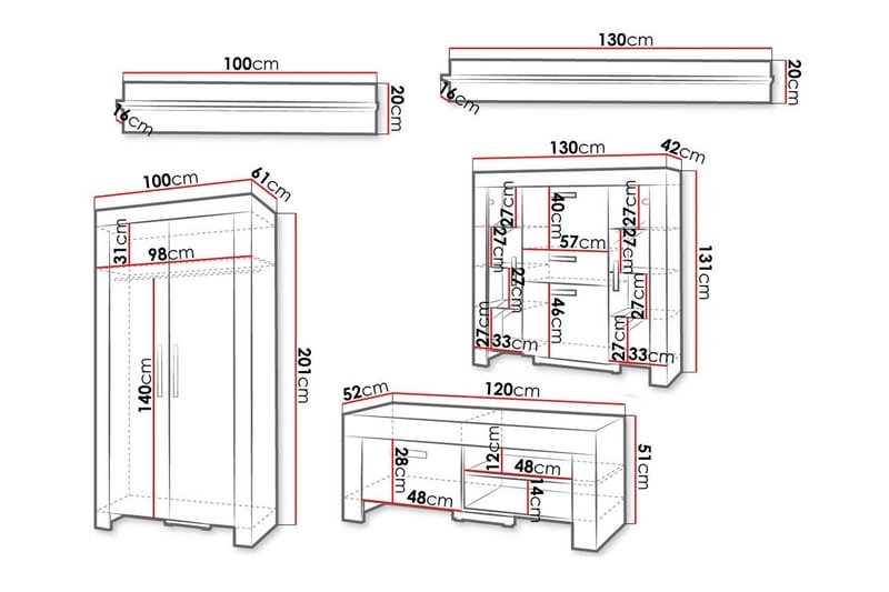 Aberfelt Møbelsett For Stue - Brun - Oppbevaring - Oppbevaringsmøbler - Møbelsett til stue