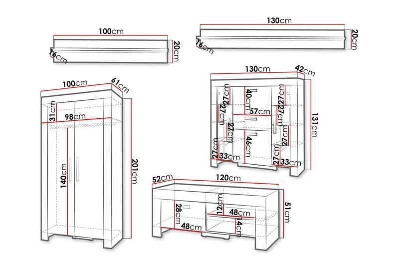 Aberfelt Møbelsett For Stue - Brun - Oppbevaring - Oppbevaringsmøbler - Møbelsett til stue
