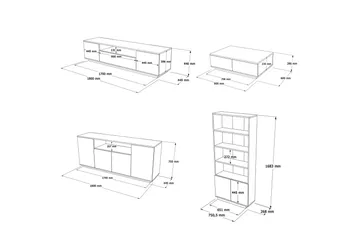 Anari Møbelsett til stuen - Hvit - Oppbevaring - Oppbevaringsmøbler - Møbelsett til stue