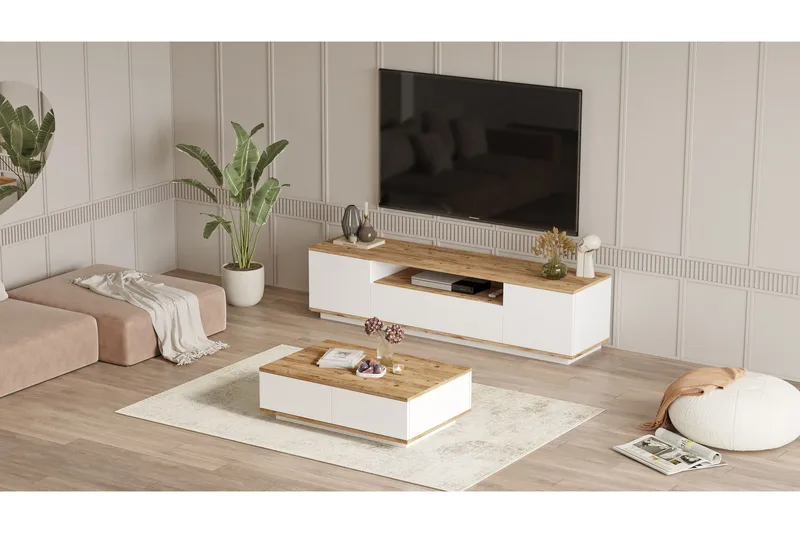 Anari Møbelsett til stuen - Hvit - Oppbevaring - Oppbevaringsmøbler - Møbelsett til stue